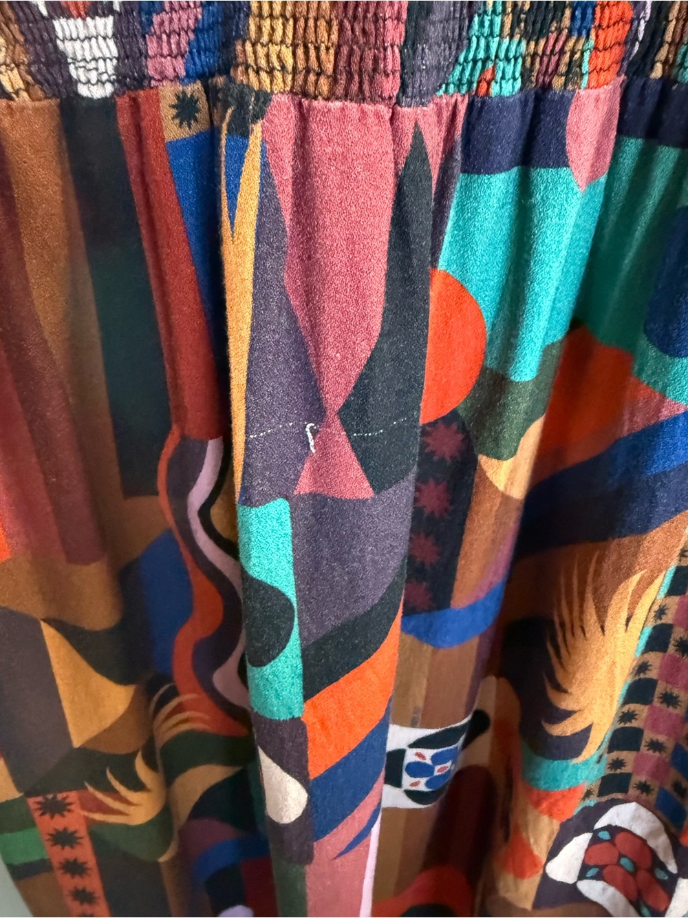 FARM RIO Multicolor Tropical Shapes Lenzing Ecovera Viscose Midi Dress Small - Picture 3 of 4